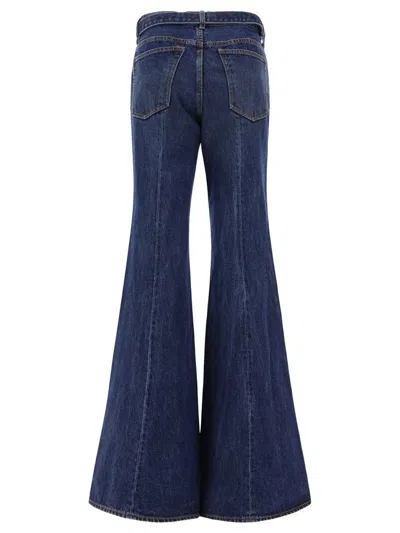 Sacai Belted Mid-rise Flared Jeans In Blue