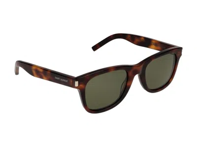 Shop Saint Laurent Eyewear Sunglasses In Havana Havana Green