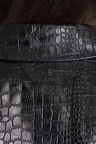 Salvatore Santoro Crocodile-embossed Biker Jacket In Black