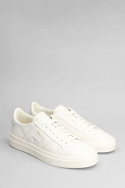 Santoni Leather Sneakers With Double Buckle-inspired Sides In White