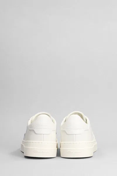 Santoni Leather Sneakers With Double Buckle-inspired Sides In White