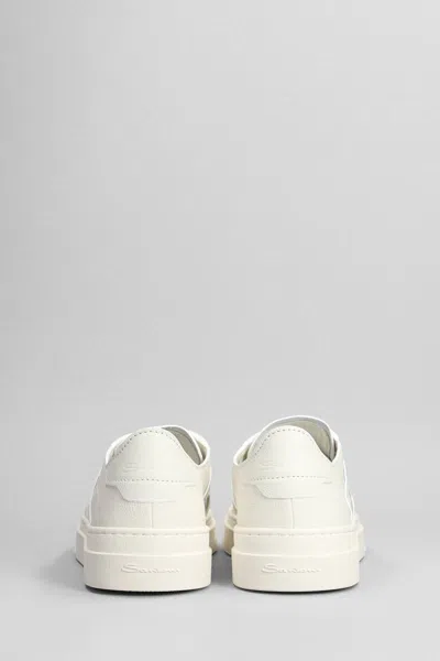 Santoni Leather Sneakers With Double Buckle-inspired Sides In White