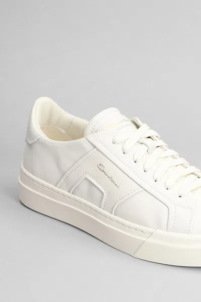 Santoni Leather Sneakers With Double Buckle-inspired Sides In White
