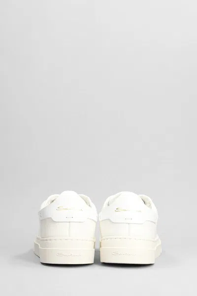 Santoni Dbs1 Sneakers In White Leather In White