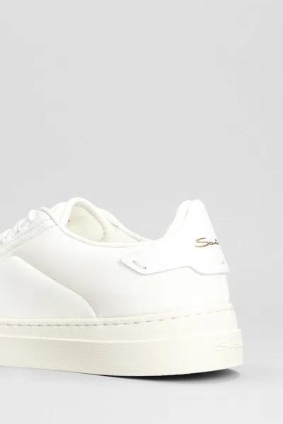Santoni Dbs1 Sneakers In White Leather In White