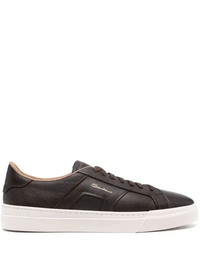 Shop Santoni Sneakers In Brown