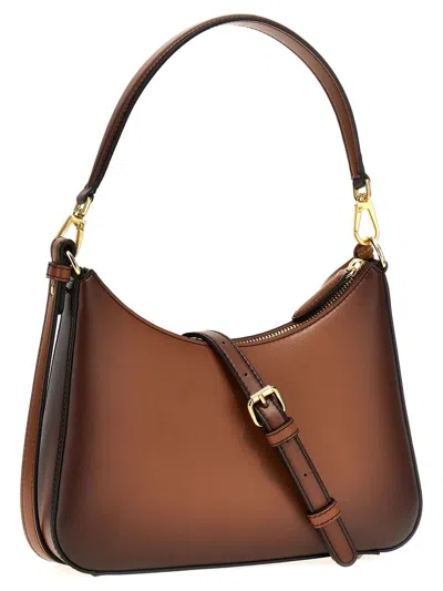 Shop Stella Mccartney Shoulder Bag With Logo Branding In Brown