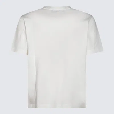 Shop Sunnei White Cotton T-shirt In Off White/dark Navy