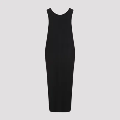 The Row Sleeveless Midi Dress With Viscose-polyester Blend In Black