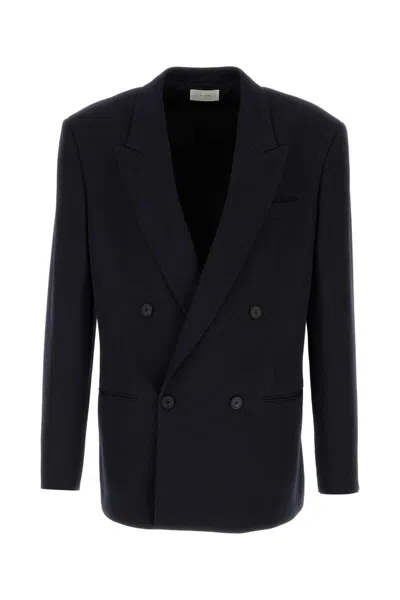 The Row Donnes Double-breasted Wool Blazer In Blue