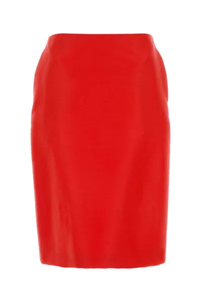 The Row Wool Blend Corinna Skirt High-waisted Knee-length In Red