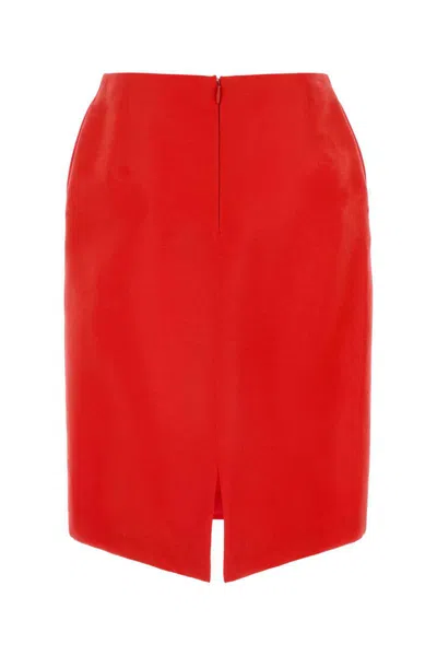 The Row Wool Blend Corinna Skirt High-waisted Knee-length In Red