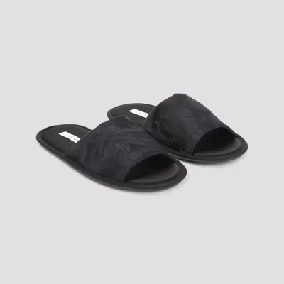 The Row Frances Slipper Open Toe Flats In Black