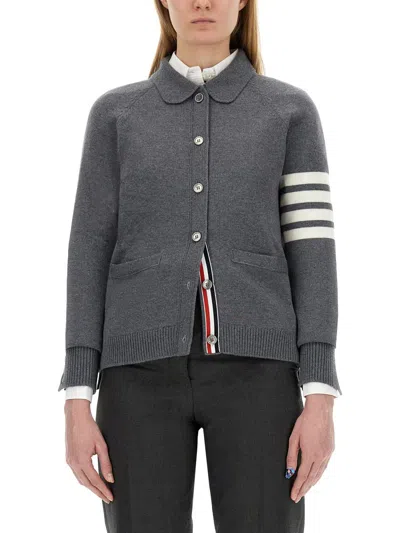 Shop Thom Browne Polo Cardigan In Grey