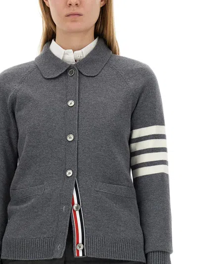 Shop Thom Browne Polo Cardigan In Grey