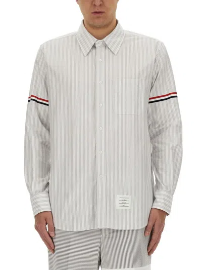 Shop Thom Browne Straight Fit Shirt In Grey