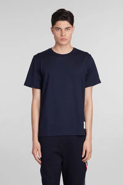 Thom Browne Blue T-shirt With Logo Patch In Stretch Wool Man In Blue