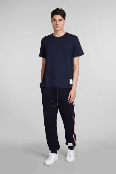 Thom Browne Blue T-shirt With Logo Patch In Stretch Wool Man In Blue
