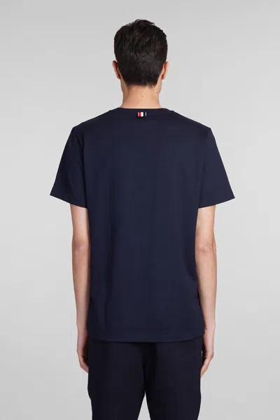Thom Browne Blue T-shirt With Logo Patch In Stretch Wool Man In Blue