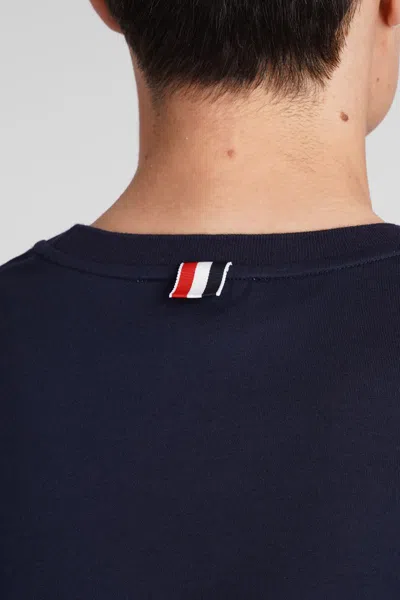 Thom Browne Blue T-shirt With Logo Patch In Stretch Wool Man In Blue