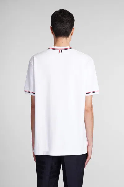 Thom Browne White Crewneck T-shirt With Rwb Detail On Neck And Sleeve In White