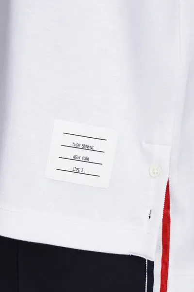 Thom Browne White Crewneck T-shirt With Rwb Detail On Neck And Sleeve In White