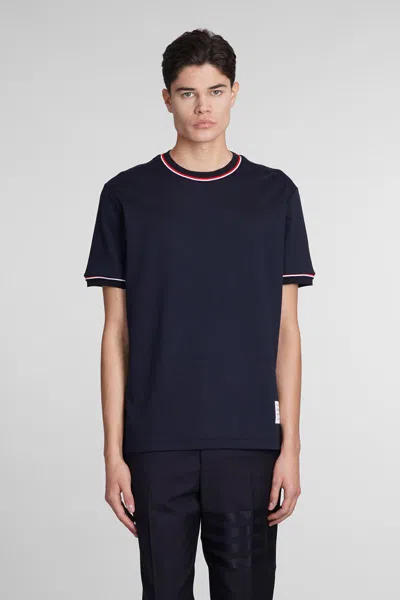 Thom Browne Polo Shirt With Lapel Short Sleeve In Blue