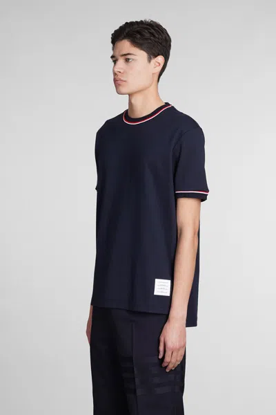 Thom Browne Polo Shirt With Lapel Short Sleeve In Blue
