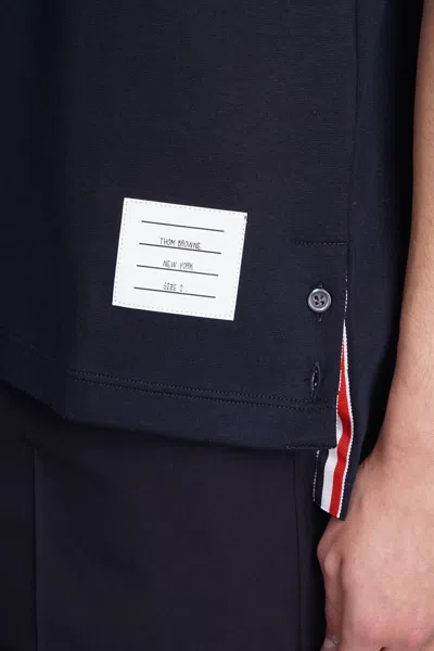 Thom Browne Polo Shirt With Lapel Short Sleeve In Blue