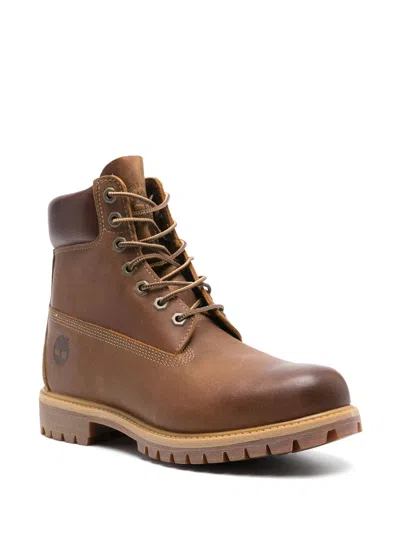 Shop Timberland Brown Water-proof Boots With Logo In Leather Man