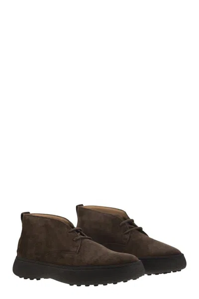 Shop Tod's Suede Leather Ankle Boots In Brown