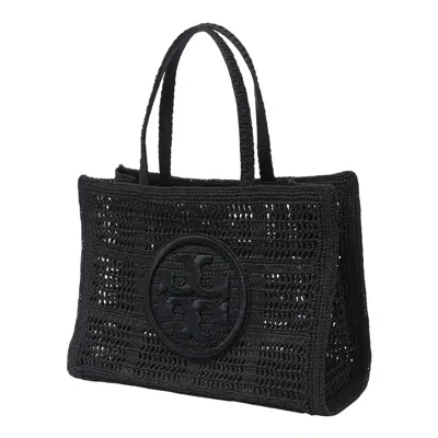 Shop Tory Burch Ella Crochet Raffia Tote Bag In In Black