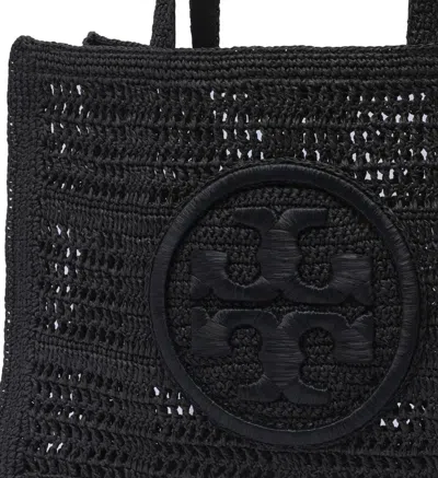 Shop Tory Burch Ella Crochet Raffia Tote Bag In In Black