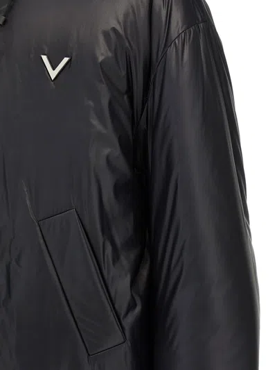 Shop Valentino Garavani Vlogo Nylon Down Jacket In Black