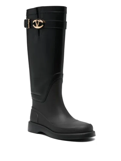 Shop Valentino Garavani Vlogo Bold Rain Boots In Black