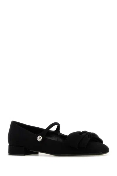 Valentino Satin Bow Mary Jane Ballerina Flats In Black