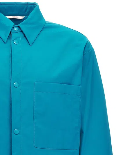 Valentino Shirt Jacket Nylon Chest Pockets In Blue