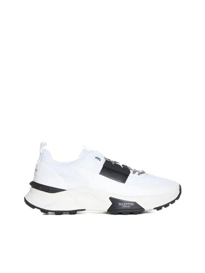 Valentino True Act Low Top Trainer In Mesh And Rubberised Fabric In White