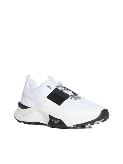 Valentino True Act Low Top Trainer In Mesh And Rubberised Fabric In White