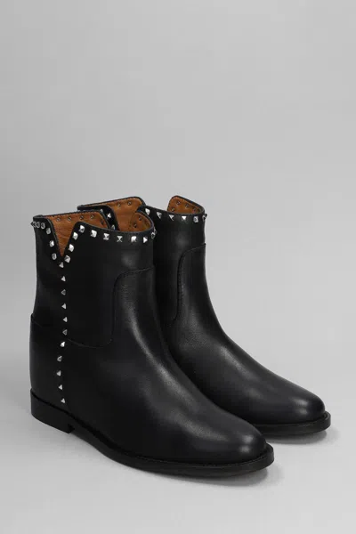 Via Roma 15 Ankle Boots Inside Wedge In Black Leather In Black
