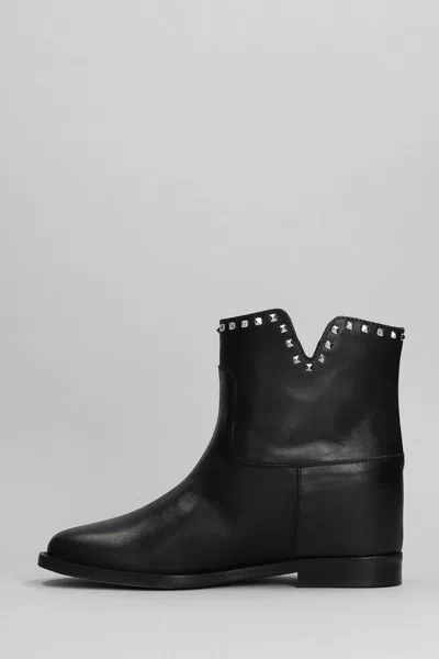 Via Roma 15 Ankle Boots Inside Wedge In Black Leather In Black