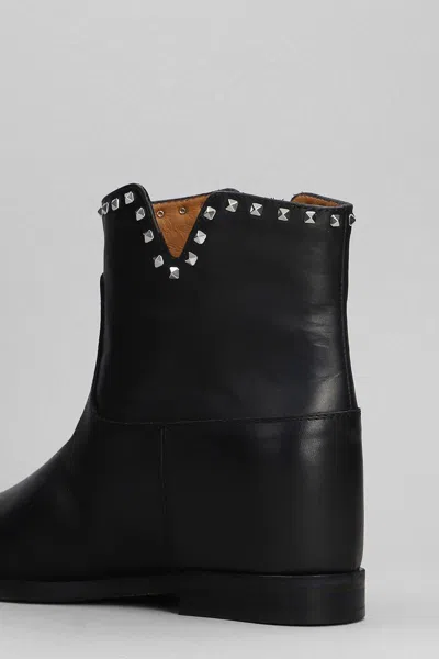 Via Roma 15 Ankle Boots Inside Wedge In Black Leather In Black