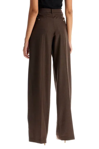 Shop Magda Butrym Wide Stretch Wool Trousers For Comfortable Fit In Brown