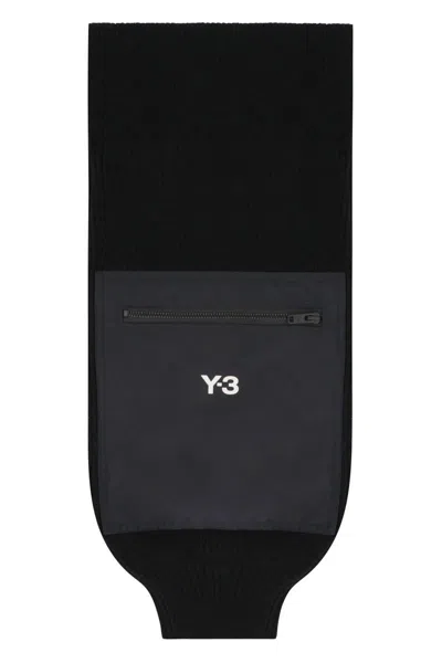 Y-3 Adidas Knitted Wool Scarf In Black