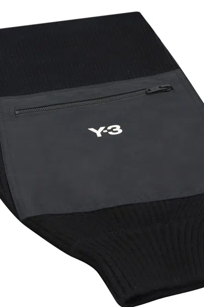 Y-3 Adidas Knitted Wool Scarf In Black