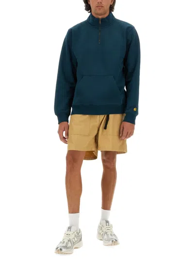 Carhartt Chase Cotton Blend Hoodie In Blue
