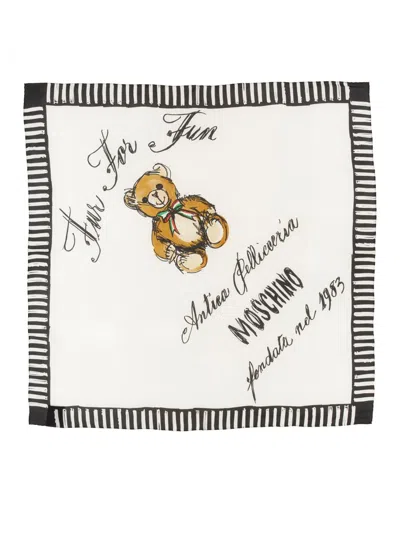 Shop Moschino Silk Scarf In White