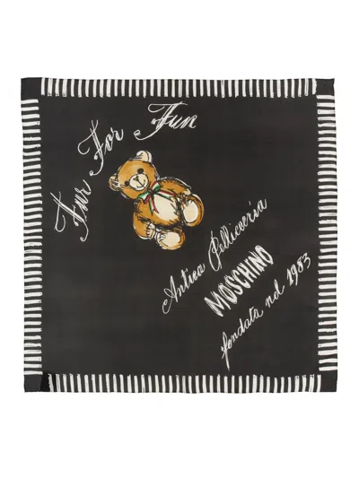 Shop Moschino Silk Scarf In Black