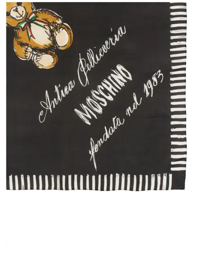 Shop Moschino Silk Scarf In Black