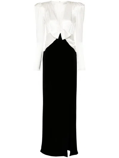 Shop Alessandra Rich Evening Dress With Color Block Design